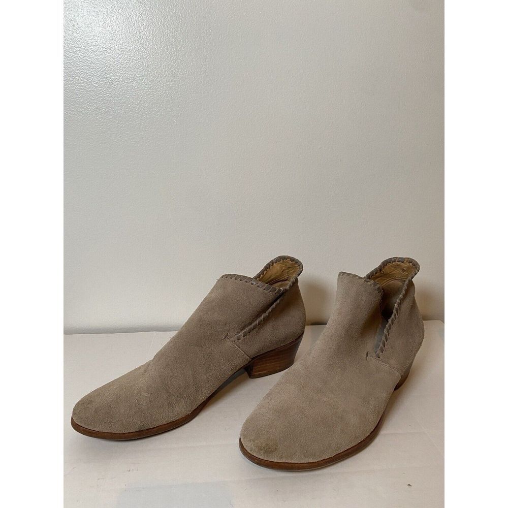 Jack Rogers Sadie Sz 9 M Tan Suede Ankle Booties Low Heel Slip On Womens Boots‎
